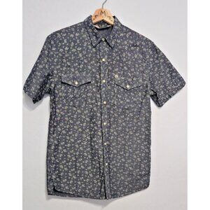 Salt Valley Western Pearl Snap Shirt S | Blue Floral Short Sleeve Cowboy Style